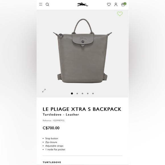 Longchamp LE PLIAGE full leather BACKPACK in Etoupe/ Turtledove - Picture 9 of 9